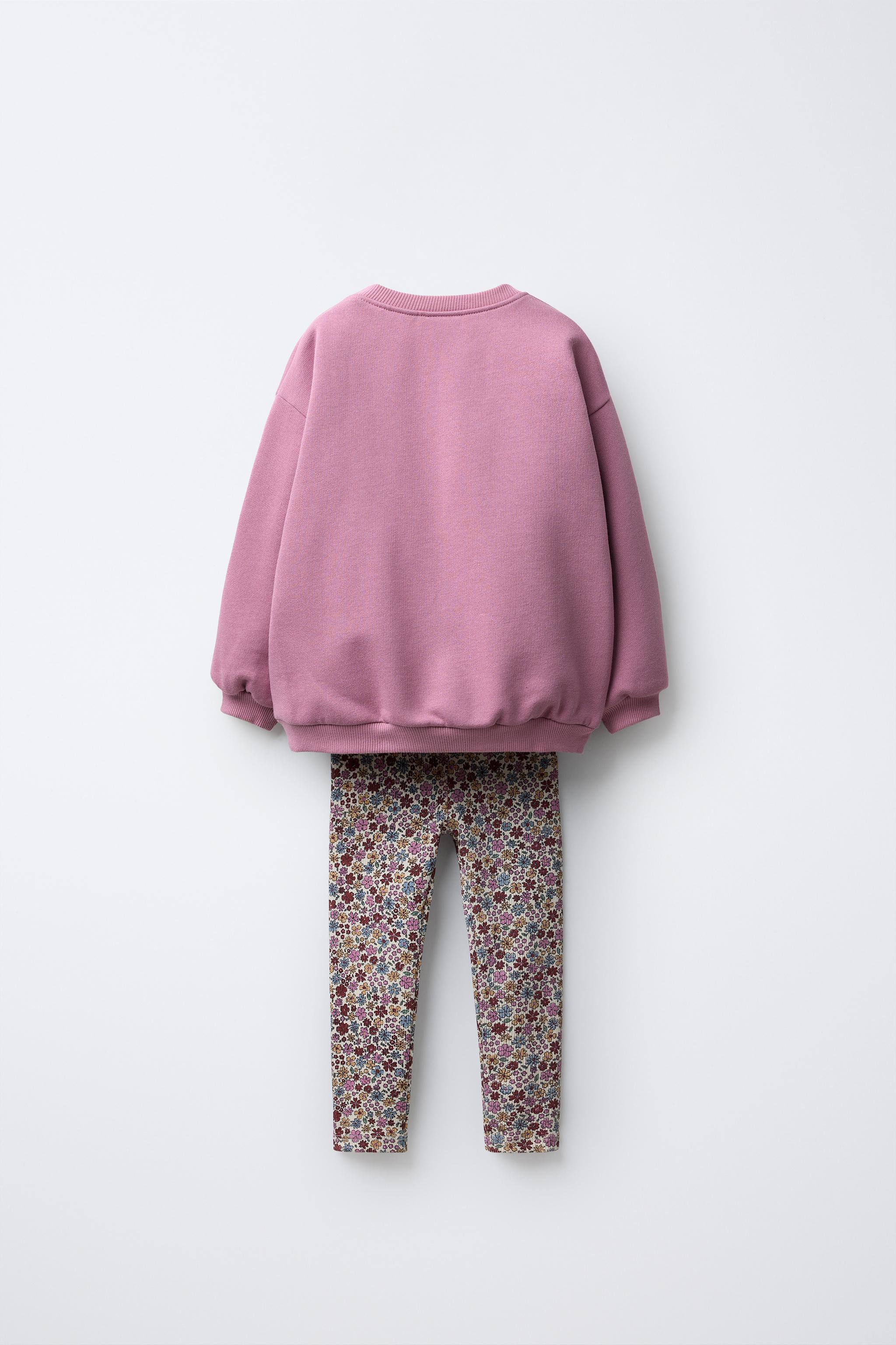 FLORAL RIBBED SWEATSHIRT AND LEGGINGS SET